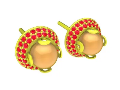 Luxury Pearl Halo Stud Earrings 3D Model 5879 3D print model