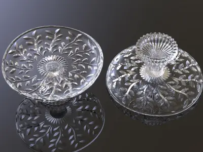 Decorative glass cake plate 3D print model