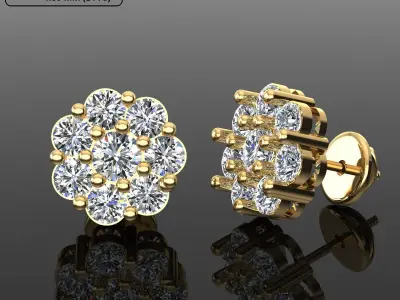 Women Diamond Earrings 3D print model 27