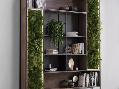 Metal Shelves Decorative With Plants and Book  Low-poly 3D model