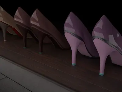 High heel women shoes 01 Low-poly 3D model