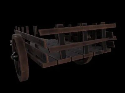 Old Cart Game Ready - Low Poly PBR 3D Model Low-poly 3D model