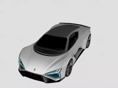 Futuristic Electric Sports Car 3D Model 3D model