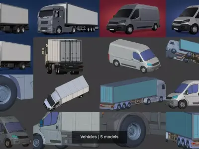 Generic Vehicles - Van - Truck - Large - Small - Container - Box 3D Model Pack