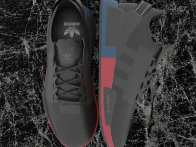 ADIDAS 3D SHOES - BLUE - RED Low-poly 3D model