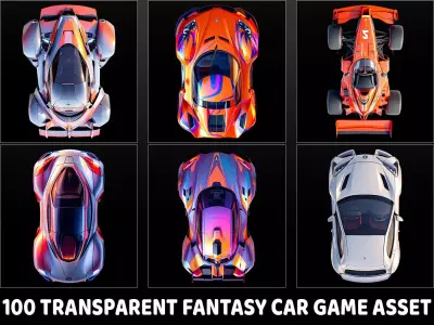 100 Transparent Fantasy Cars Game Asset Texture