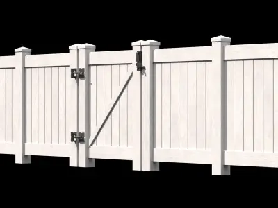 Wooden Fence set PBR 09 Low-poly 3D model