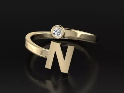 Jewelry Alphabet Ring N 3D print model