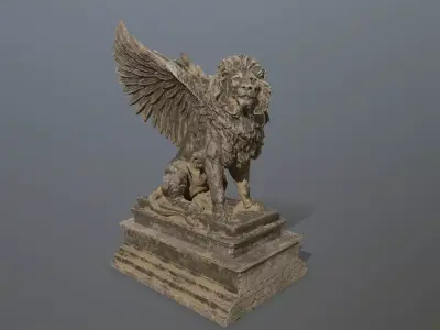 lion statue Low-poly 3D model
