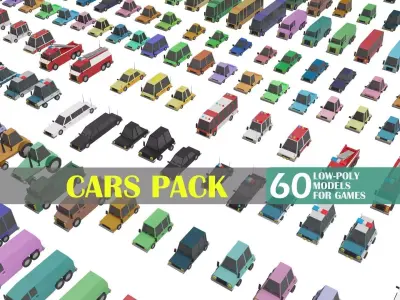 Low poly Cars Pack Low-poly 3D model