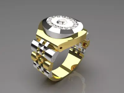 Luxury man Rolex design diamond ring model ror0014 3D print model