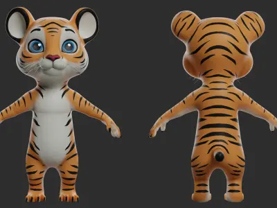 Tiger Cartoon Low-poly 3D model
