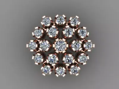 Rose Gold Diamond Women Earring 3D print Model 3D print model 4