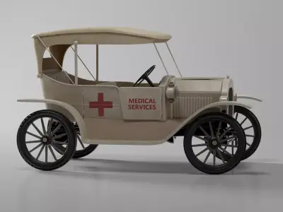 Ford T 1915 Medical Service Vehicle  Low-poly 3D model