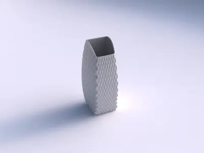 Vase arc rectangle with diagonal grid dents 3D print model