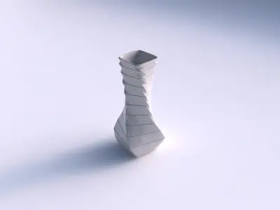 Vase twisted larger opening quadratic with horizontal dents a... 3D print model