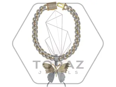 Butterfly Icedout Pendant 3d print model  3D print model