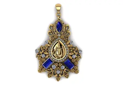 ALLAH NAME GOLD PENDANT 3D PRINTABLE MODEL 3D print model