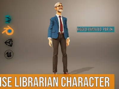 Wise Librarian Character model pack Low-poly 3D model
