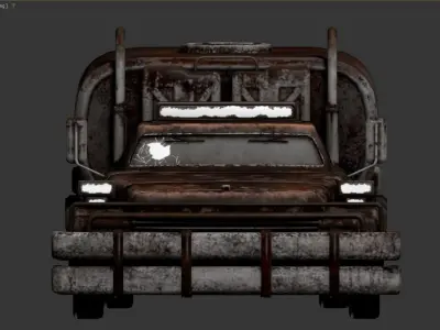 3D model of a rusty old truck Low-poly 3D model