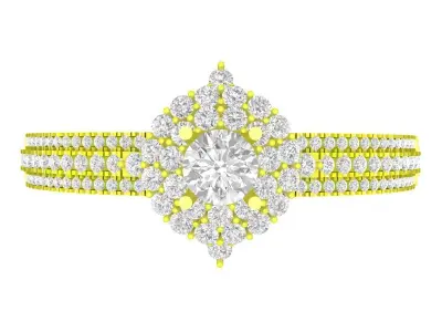 Elegant Floral Cluster Double Band Gold Ring for Women 5818 3D print model