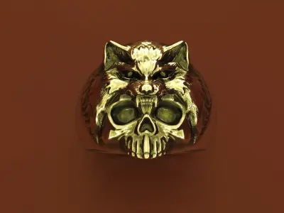 wolf and skull ring for 3d printing 3D print model
