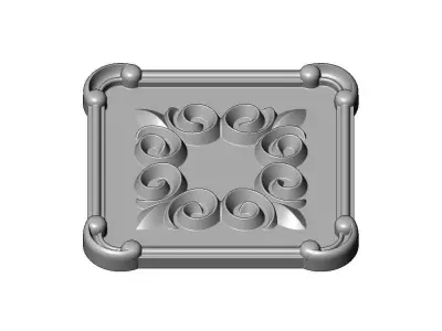 Square scroll victorian floral ornament rosette carving 3D print model