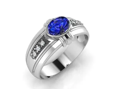 Ring M150 Mens luxury ring with gem 3D print model