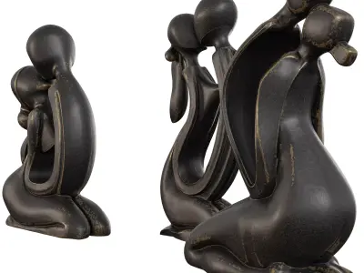 Antique Kissing Set Statues - Abstract Bronze Couple Pack 3D model