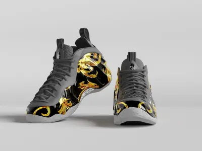 Nike Air Foamposite Supreme Black Low-poly 3D model