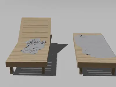 Sunlounger with Towels Free 3D model