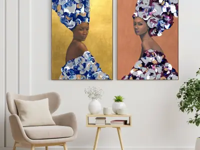 Plaster Two Photo Frame 164 Low-poly 3D model
