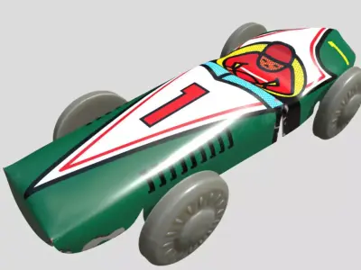 Vintage mini tin racing car toy 3D model