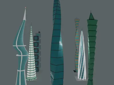 Towers  Free low-poly 3D model