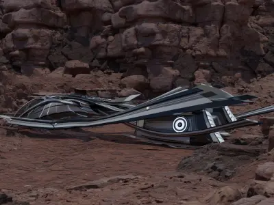 SCI FI Environment with Space Ship Free 3D model
