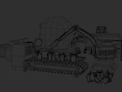 Production of Toy Factory Futuristic Low-poly 3D model Low-poly 3D model