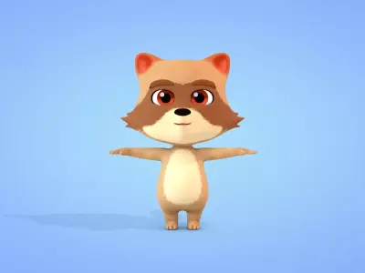 Cartoon Raccoon Low-poly 3D model