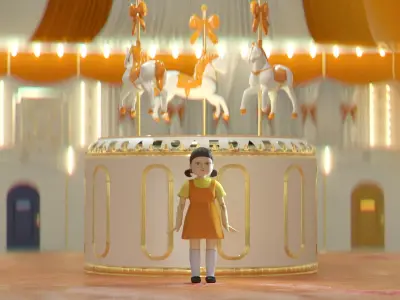 Squid Game Arena Mingle Carousel Scene - Modular Environment 3D model