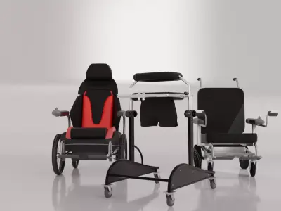Wheelchair three wheelchairs 3D model