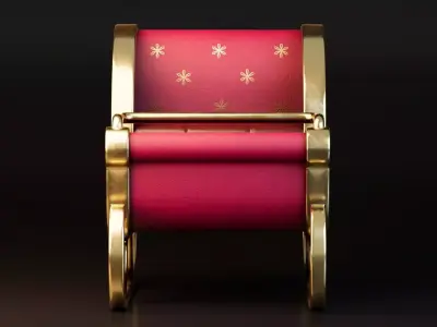 Premium Christmas Sleigh Low-poly 3D model