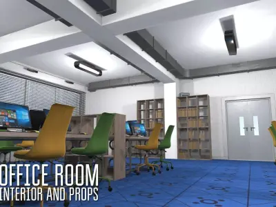 Office room - interior and props 3D model