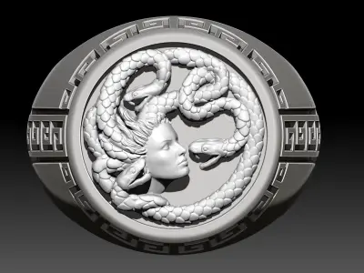 Medusa   man ring Sculpture jewelry Gold silver  3D print model
