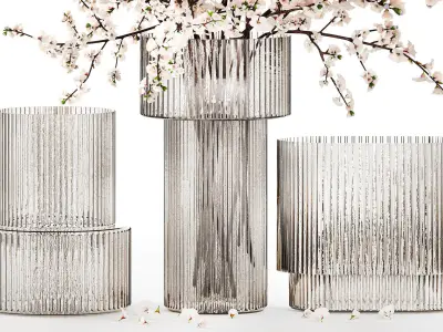 White bouquet of sakura cherry blossom branches 345 3D model