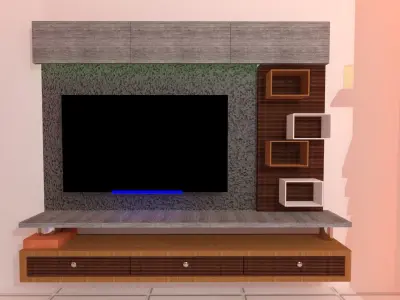 Interior room decoration design and furniture 3D model