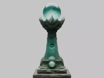 Mysthical Statue Magic Crystal Low-poly 3D model