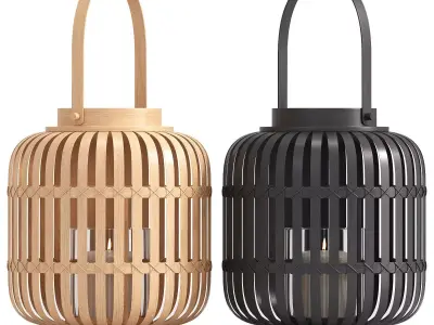 NATURAL BAMBOO HURRICANE LANTERN 3D model
