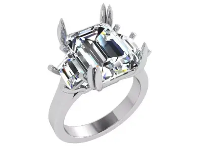 Emerald Diamond Ring 3729 3D print model