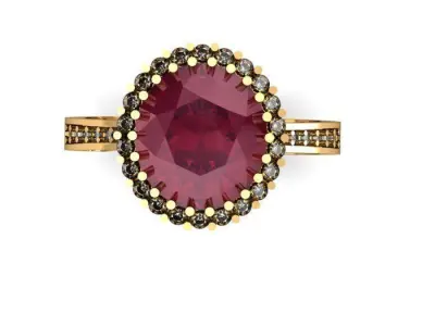 ruby oval with daimond ring 3D print model