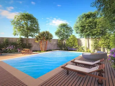 small private apartment unit with swimming pool Free 3D model