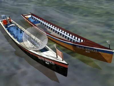 Inle Lake Motor Canoe Low-poly 3D model